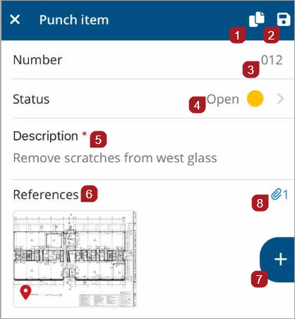 Punch item reference and description